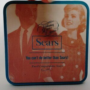 2002 FOSSIL Tin SEARS Department Store Celebrating 50 Years of Service EMPTY